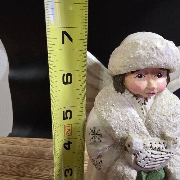 Pam Schifferl Winter White Angel With Dove & Glitter Details 7" by Midwest - Picture 15 of 16